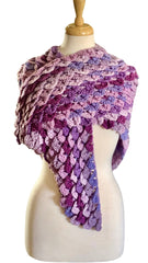 Purple CROCODILE STITCH SHAWL (Ready Made)