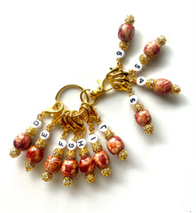 Gold plated Rhinestone GLN #009 Set of 11 Crochet Stitch Markers