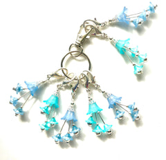 Blue Lilies LS #004 Set of 7 Crochet Stitch Markers