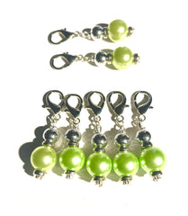 Set of 7 Green Crochet Knitting Stitch Markers