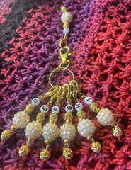 White Rinhestone GLN #004 Set of 7 Crochet Stitch Markers