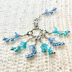 Blue Lilies LS #004 Set of 7 Crochet Stitch Markers