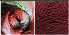 BURGUNDY ( Woolicious) / CROSSROADS ( Dream Blanket)