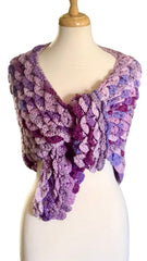 Purple CROCODILE STITCH SHAWL (Ready Made)