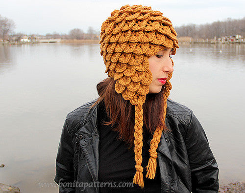 Crocodile Earflap Hat (Adult) - Bonita Patterns