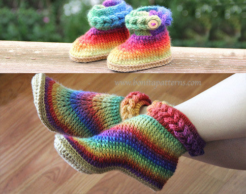 Duo Knit-Look Braid Stitch Boots - Bonita Patterns