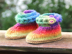 Knit-Look Braid Stitch Booties (Baby Sizes) - Bonita Patterns