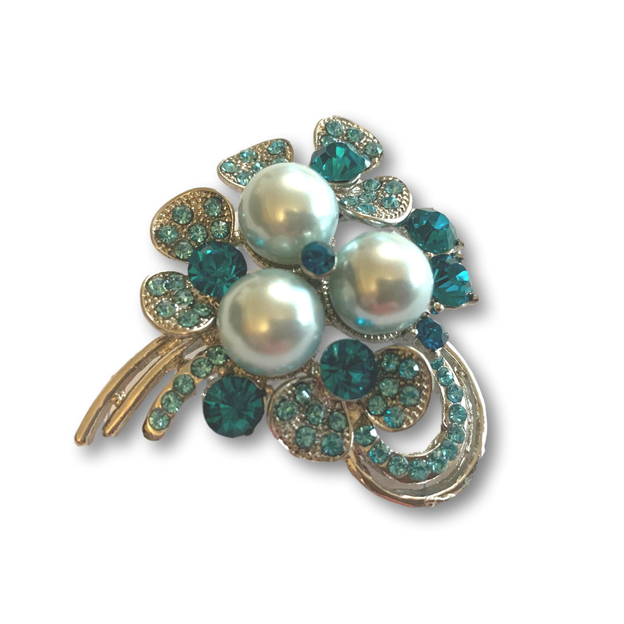 Aqua Pearl Brooch - Bonita Patterns