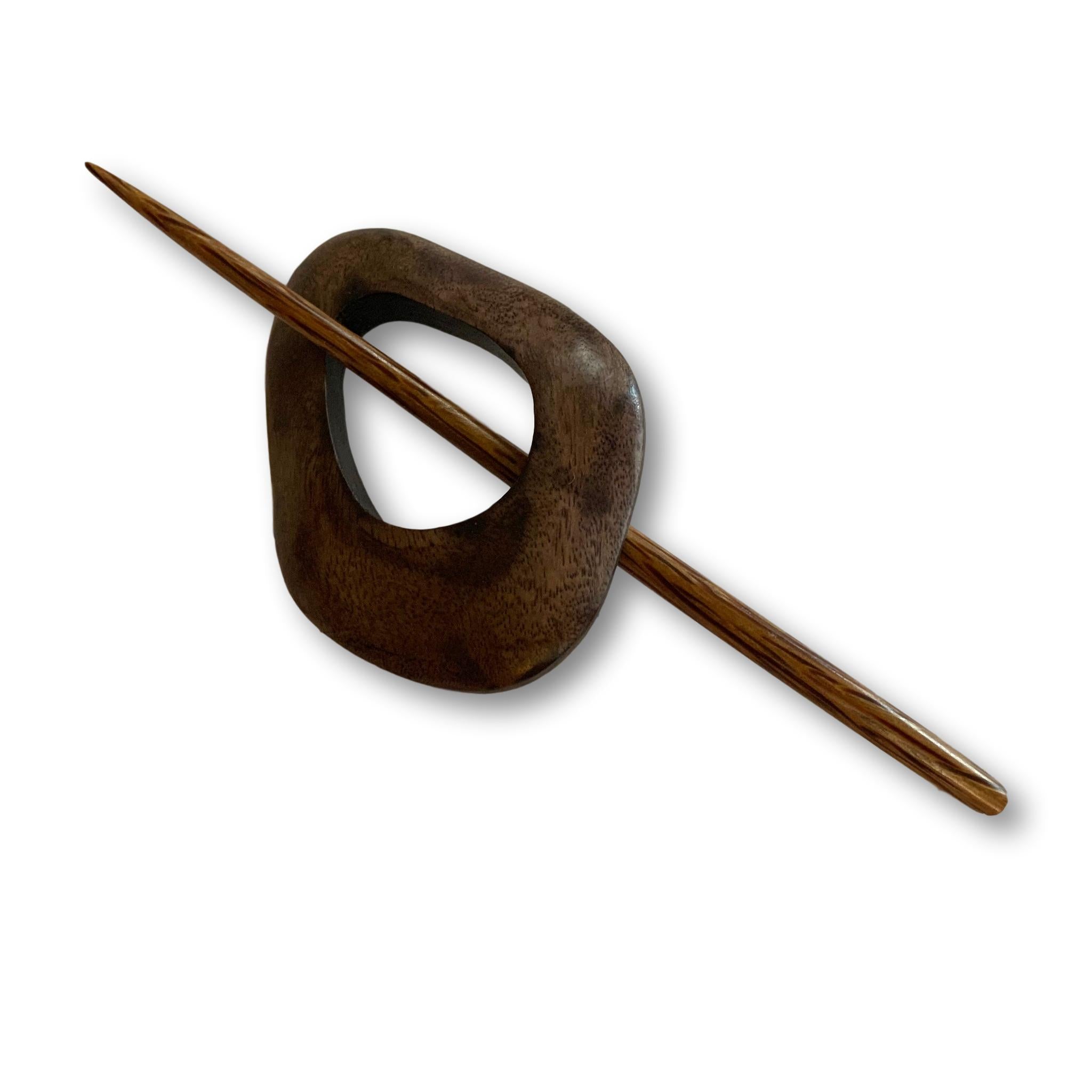 Handmade Dark Wood Shawl Pin - Bonita Patterns