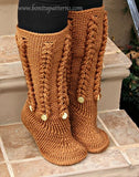 Knit- Look Braid Stitch Long Boots (Adult Sizes) - Bonita Patterns