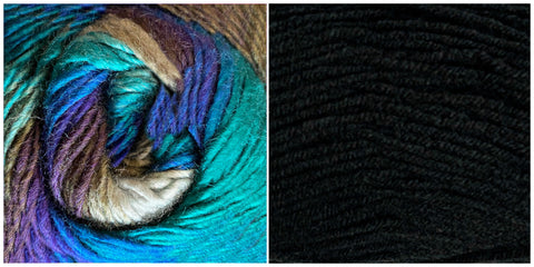BLACK + ALL BLUES - Falling Leaves Scarf YARN KIT