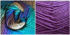 PURPLE + ALL BLUES - Falling Leaves Shawl CAL