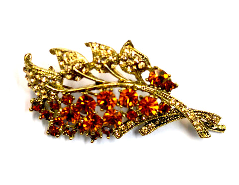 Antique Amber Gold Leaf Brooch - Bonita Patterns