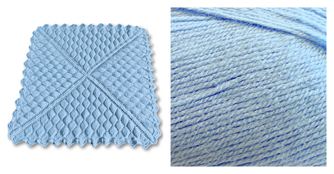 (100% Acrylic) BABY BLUE - Embossed Foliage Reversible Blanket YARN KIT