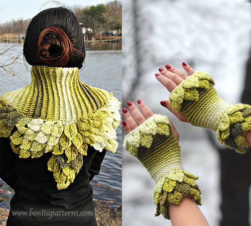 Duo Leafy Capelet & Fingerless Gloves - Bonita Patterns