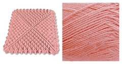 (Merino Blend) CORAL HAZE - Embossed Foliage Reversible Blanket YARN KIT