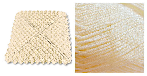 (100% Acrylic) CREAM - Embossed Foliage Reversible Blanket YARN KIT