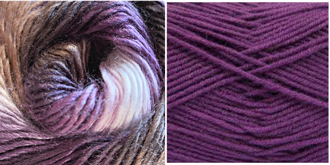 (100% Acrylic) DARK PURPLE + CREPUSCLE - Falling Leaves Scarf YARN KIT