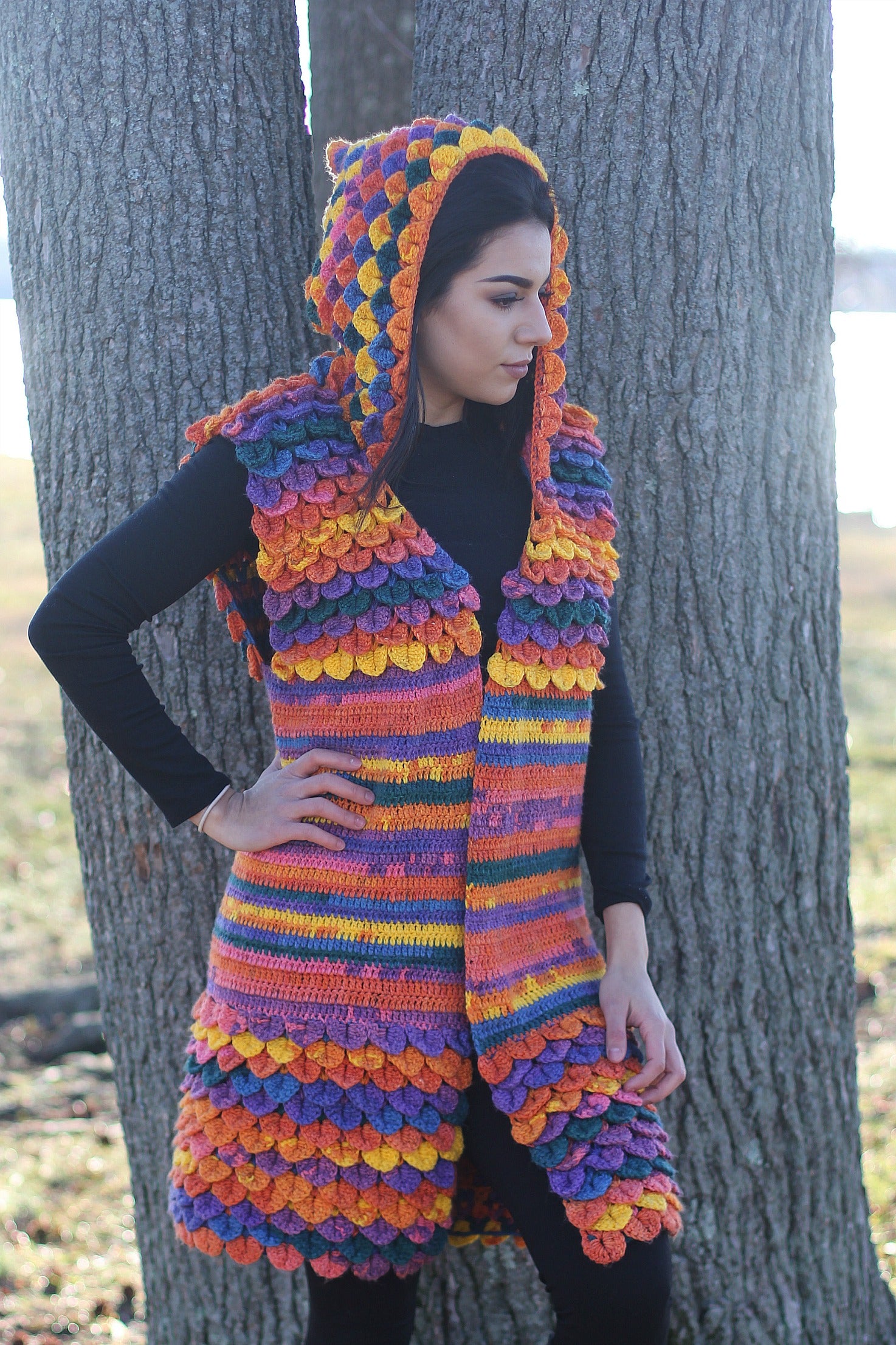 Crocodile Stitch Hooded Vest - Bonita Patterns