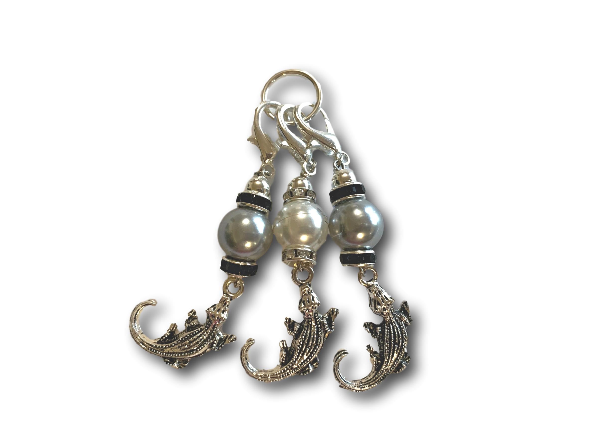 Crocodile M1 - #048 - Set of 3 Stitch Markers - Bonita Patterns