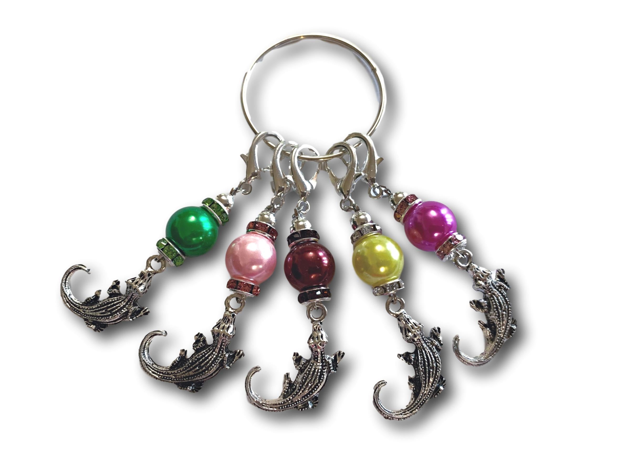 Crocodile M1 - #035 - Set of 5 Stitch Markers - Bonita Patterns
