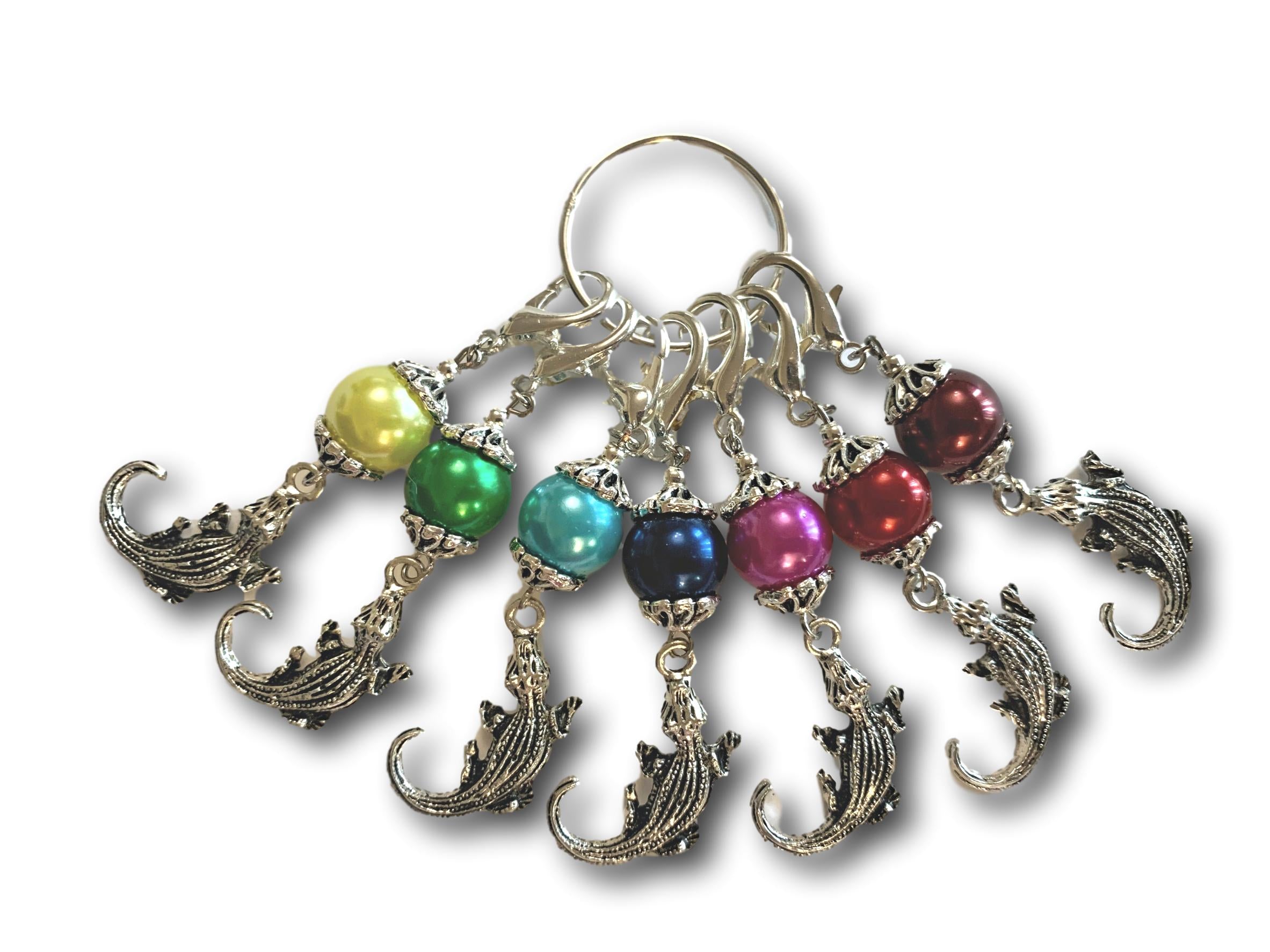 Crocodile M2 - #040 - Set of 7 Stitch Markers - Bonita Patterns