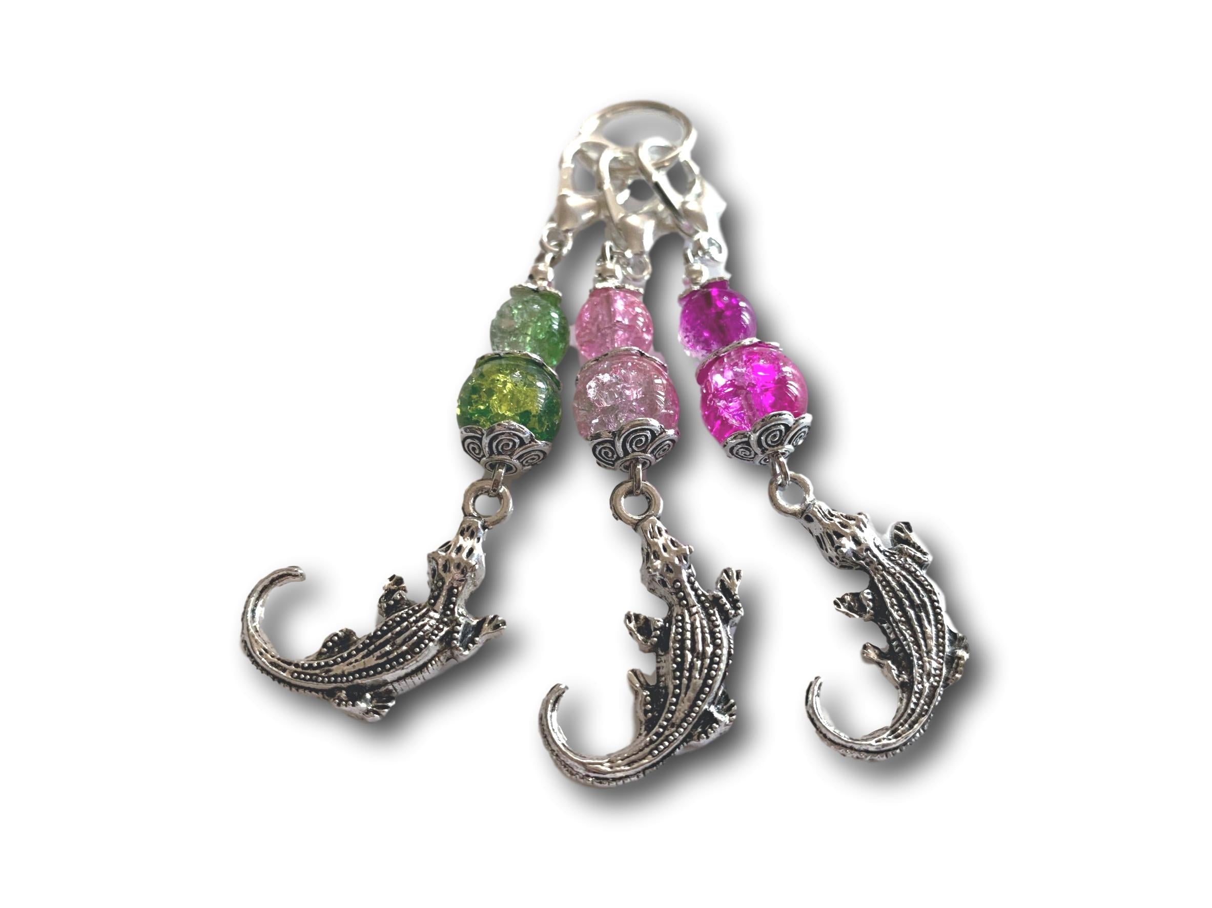Crocodile M3 - #074 - Set of 3 Stitch Markers - Bonita Patterns