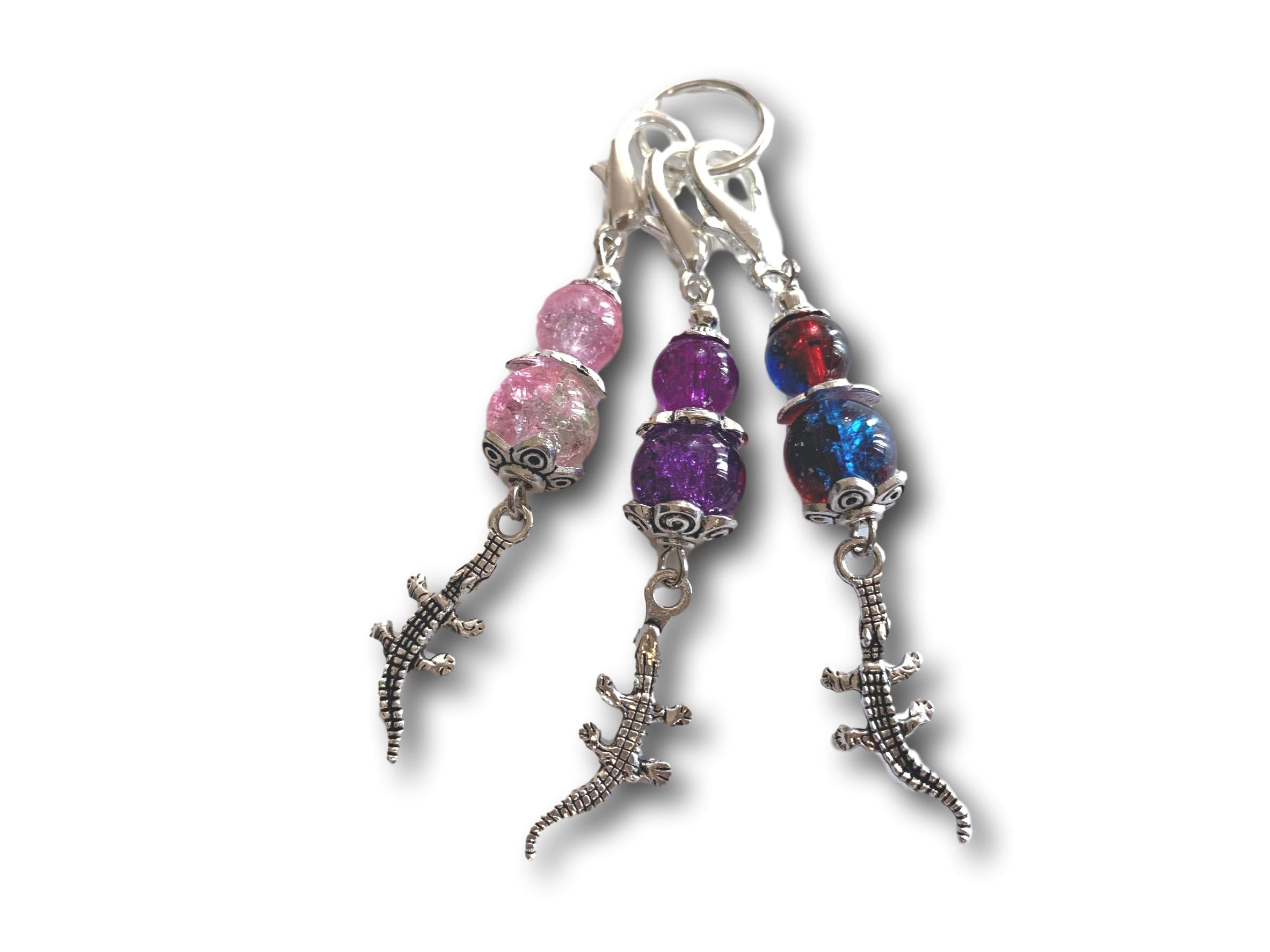 Crocodile M4 - #076 - Set of 3 Stitch Markers - Bonita Patterns