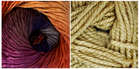 100% ACRYLIC BEIGE + DELPHINIUM - Embossed Fall Pocket Shawl KIT