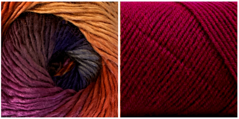 (NEW) DARK FUCHSIA + DELPHINIUM - Embossed Fall Pocket Shawl KIT