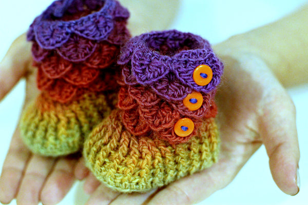 Crocodile Stitch Booties Baby Sizes
