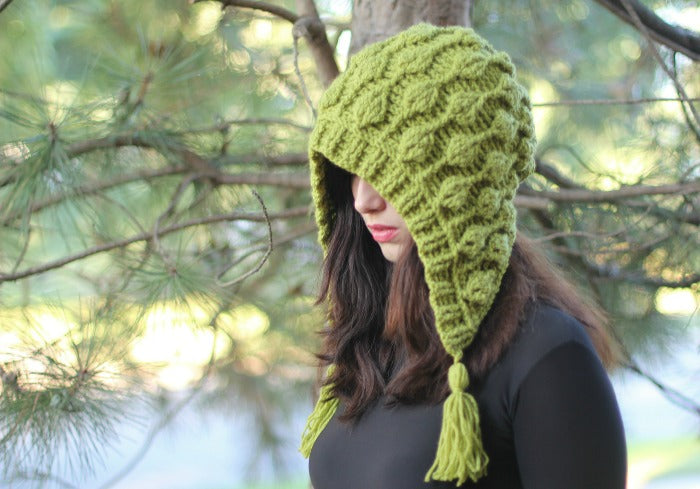 Embossed Leaves Hooded Hat - Bonita Patterns