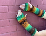 Crocodile Stitch Flat Palm Fingerless Gloves - Bonita Patterns