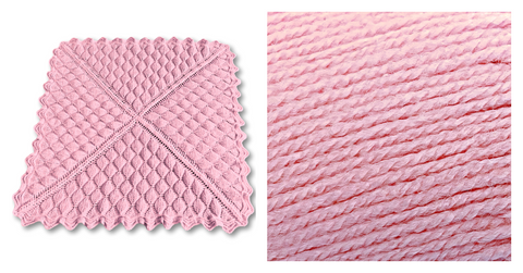 (100% Acrylic) LIGHT PINK - Embossed Foliage Reversible Blanket YARN KIT