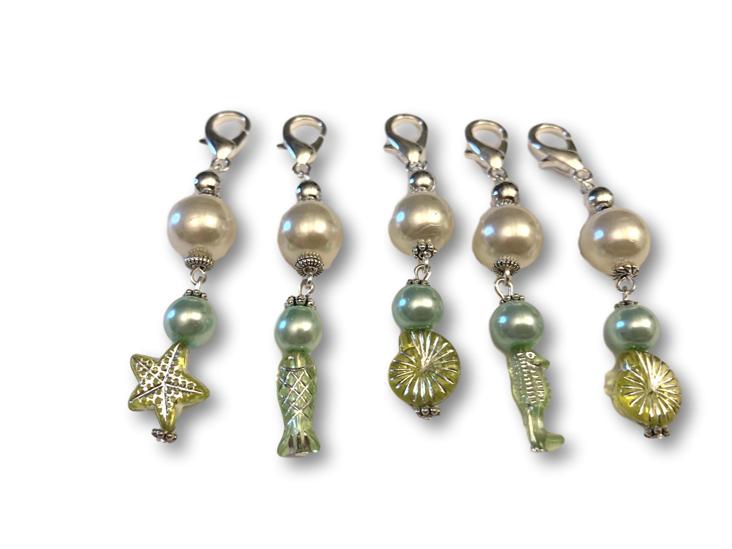 Marine S1 - Ref #012 Set of 5 stitch markers - Bonita Patterns