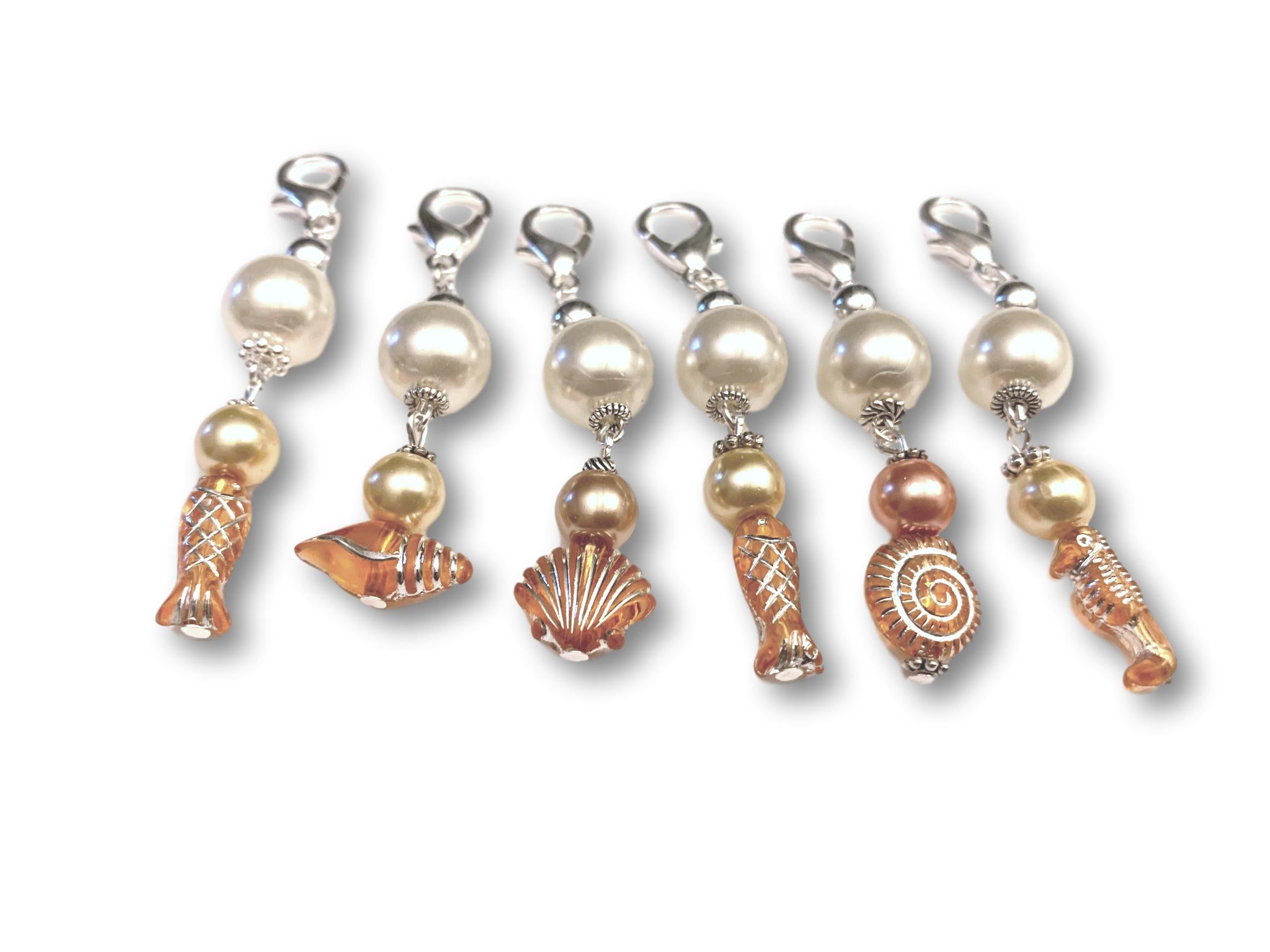 Marine S2 - Ref #016 Set of 6 stitch markers - Bonita Patterns