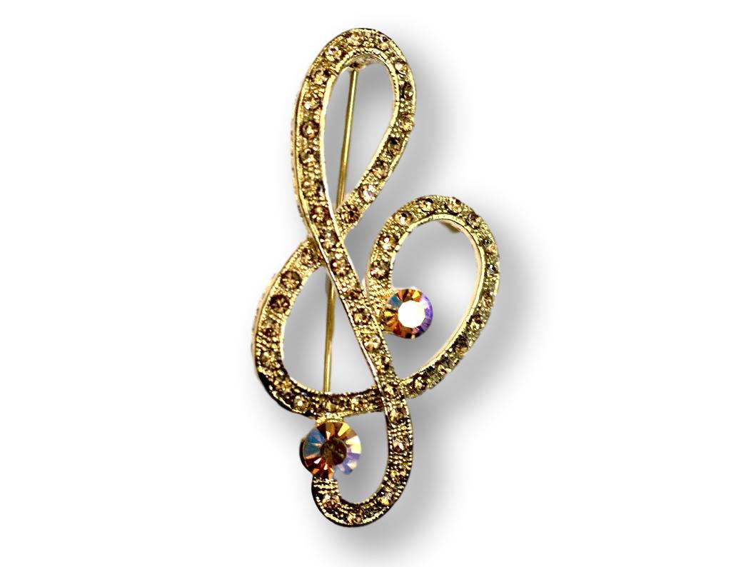 Gold Musical Note G Clef Brooch - Bonita Patterns