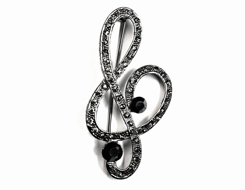 Antique Silver Musical Note Brooch - Bonita Patterns