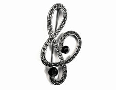 Antique Silver Musical Note Brooch - Bonita Patterns