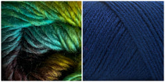 NAVY + TREASURE - Embossed Phoenix Vortex Shawl KIT - Bonita Patterns