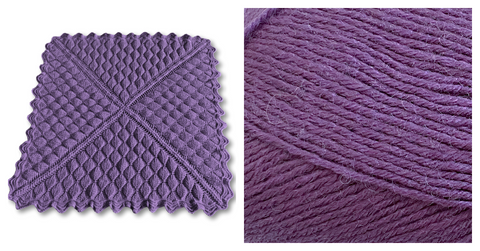 (Merino Blend) PLUM - Embossed Foliage Reversible Blanket YARN KIT