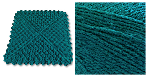 (Merino Blend) TEAL - Embossed Foliage Reversible Blanket YARN KIT
