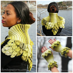 Duo Leafy Capelet & Fingerless Gloves - Bonita Patterns