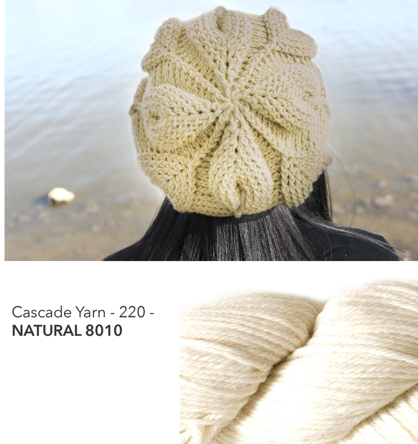 Embossed Leaves Slouch Hat Kit - Natural - Bonita Patterns