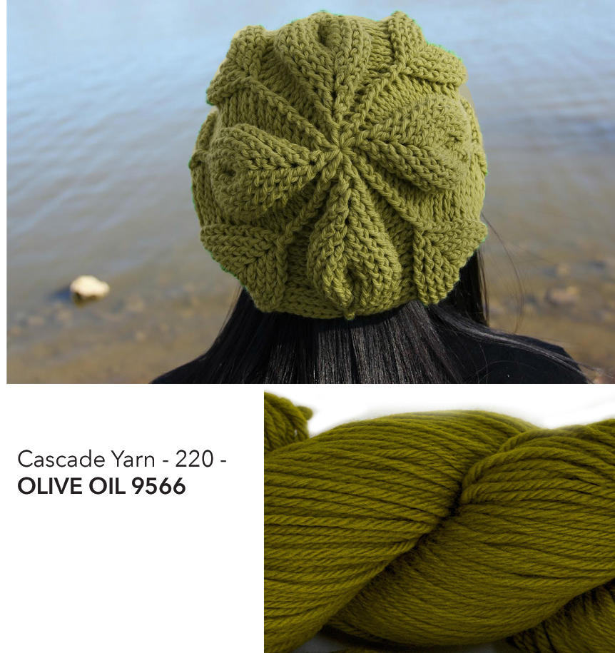 Embossed Leaves Slouch Hat Kit - Olive Oil - Bonita Patterns
