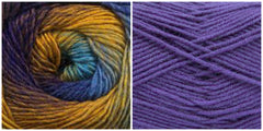 LIGHT LAVENDER + PEACOCK - Embossed Phoenix Vortex Shawl KIT - Bonita Patterns
