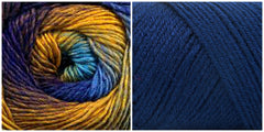 NAVY + PEACOCK - Embossed Phoenix Vortex Shawl KIT - Bonita Patterns