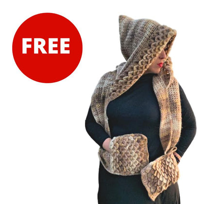 Free Crocodile Stitch Hooded Scarf crochet pattern