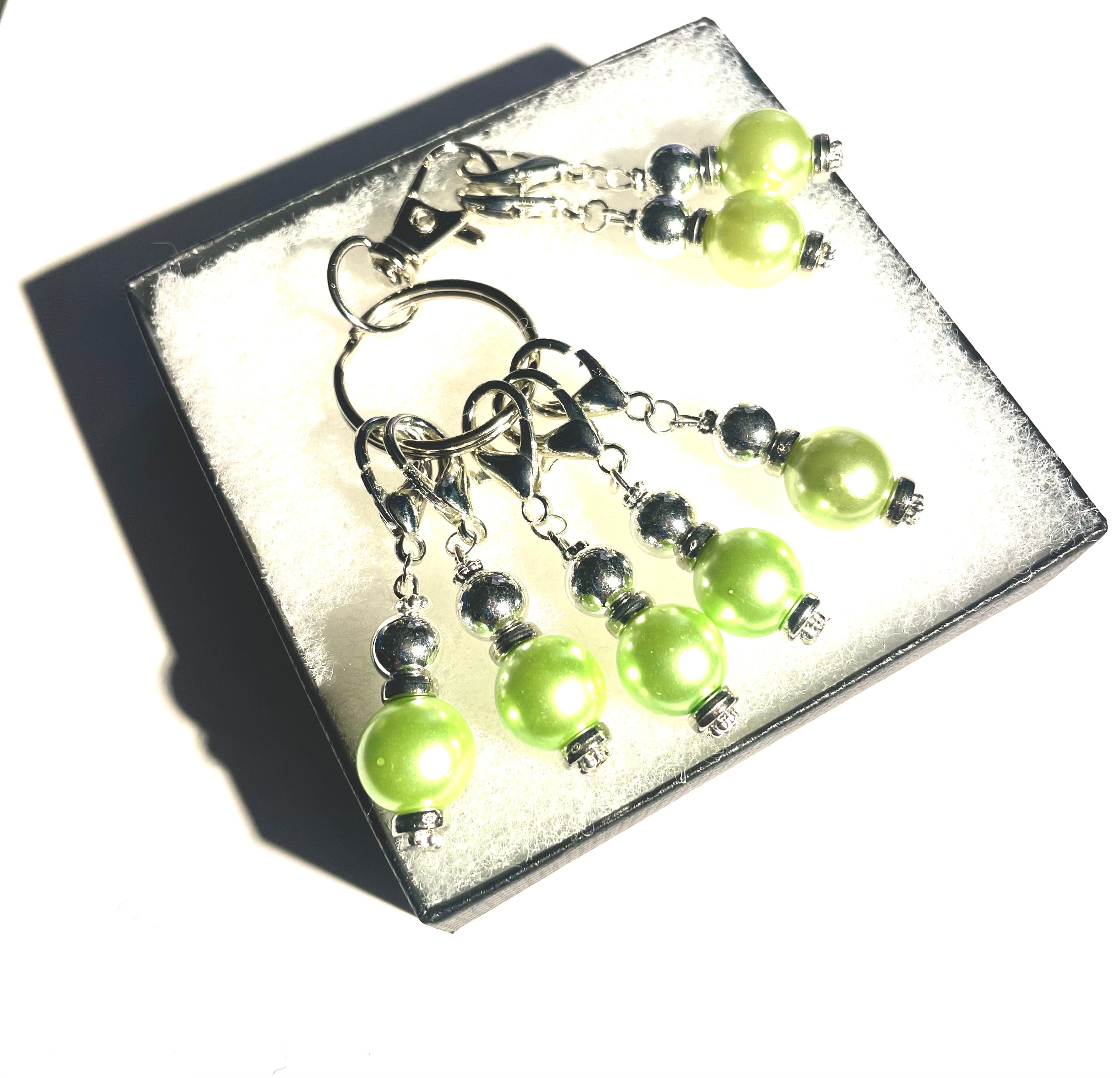 Set of 7 Green Crochet Knitting Stitch Markers