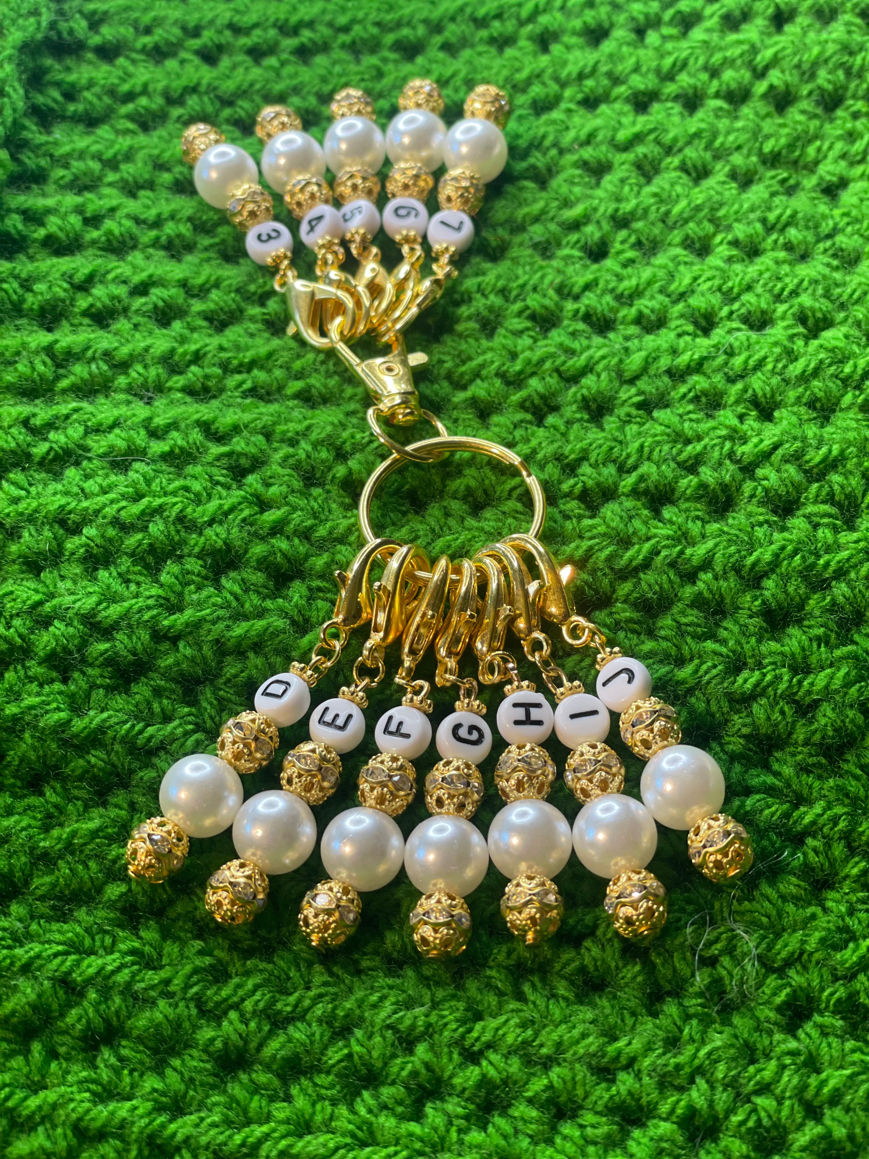 White Pearls GLN #001 Set of 12 Crochet Stitch Markers